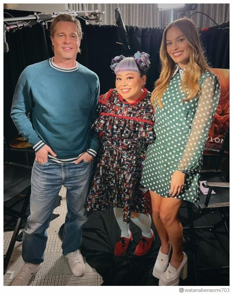 渡辺直美、ブラッド・ピット＆マーゴット・ロビーとの3ショット公開 ブラピからの“励まし”も明かす