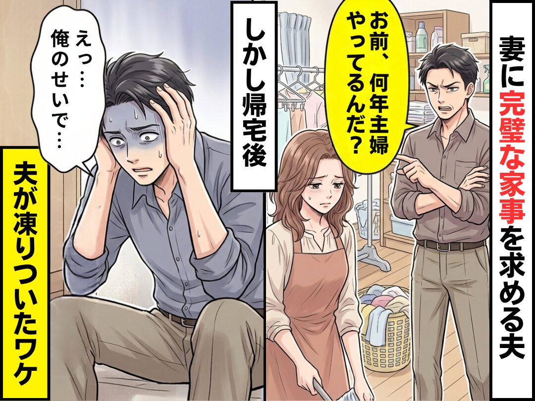 「お前、何年主婦やってるんだ？」妻に完璧な家事を求める夫。しかし数週間後⇒「えっ…俺のせいで…」夫が凍りついたワケ
