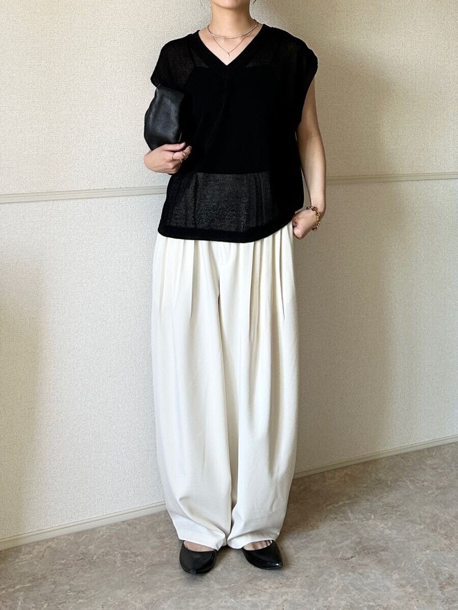 GU　ループヤーンVネックT　Style①NGコーデ全身