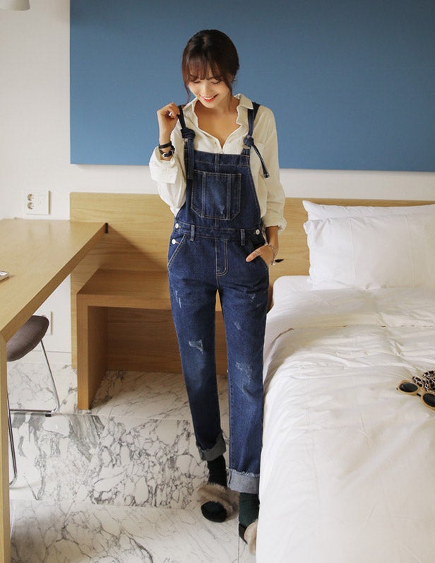 ロングサスペンダーデニムサロペット・全1色「DHOLIC」7,473円（税込）／画像提供：DHOLIC