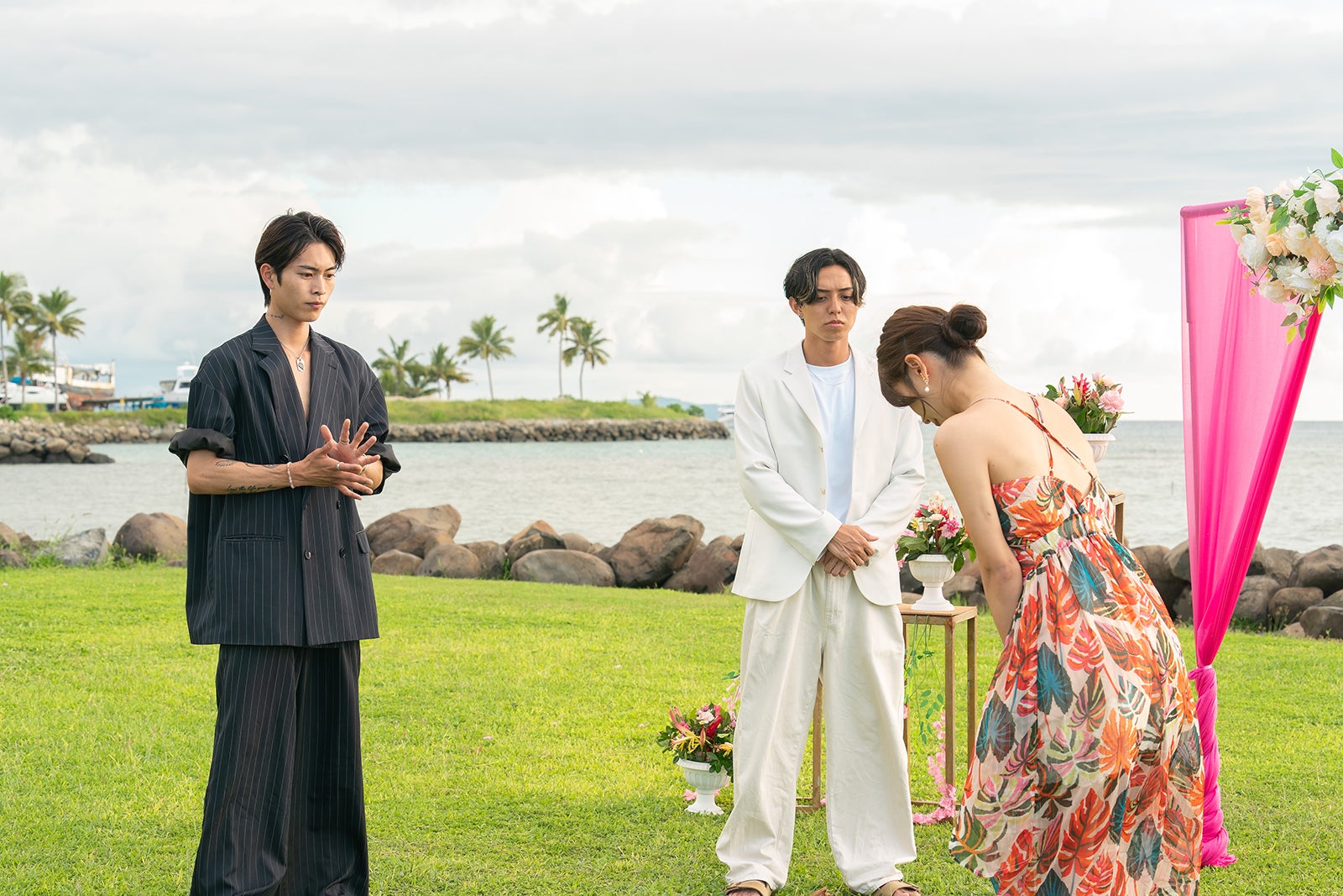 長島吏紅、まいか、しん「シャッフルアイランド Season6」最終話（C）AbemaTV, Inc.