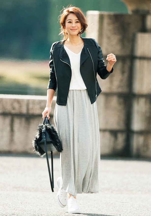 【SET】ミリタリーTシャツ+ガーゼ天竺マキシスカート「STYLEST」5,300円（税別）／画像提供：STYLEST