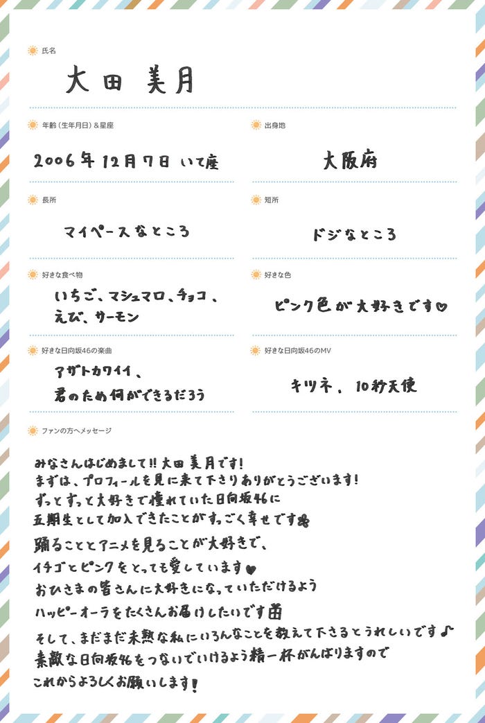 大田美月プロフィール(提供写真)