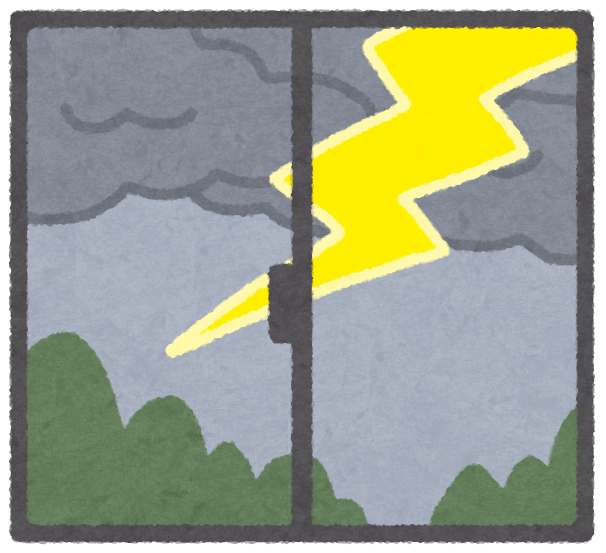 いろいろな窓の外の天気のイラスト