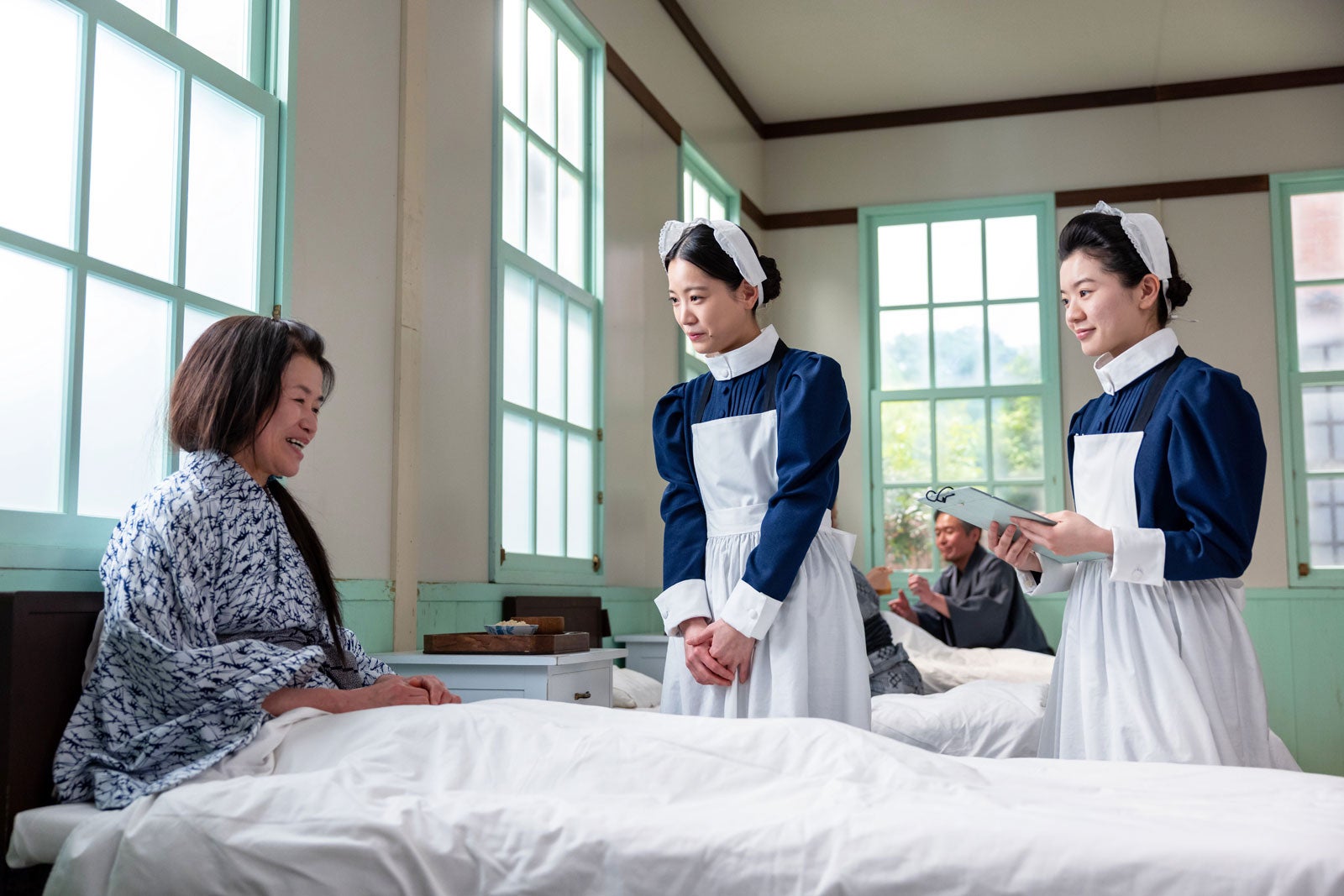 宮地雅子、中井友望、原嶋凛「風、薫る」第43話（C）NHK