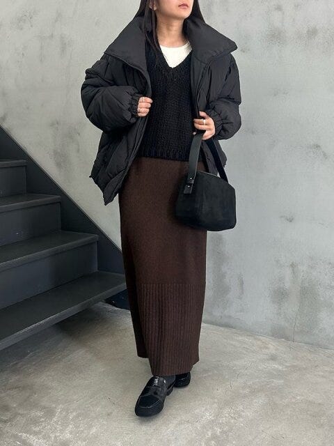 黒ダウン コーデ 黒ダウンコーデ2