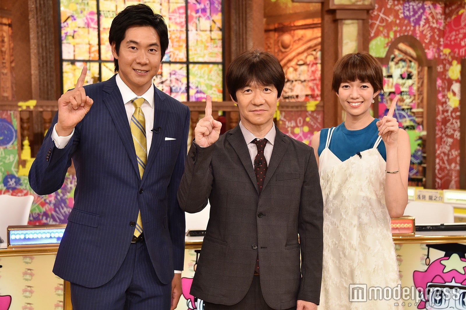 石井大裕アナウンサー、内村光良、佐藤栞里（C）モデルプレス