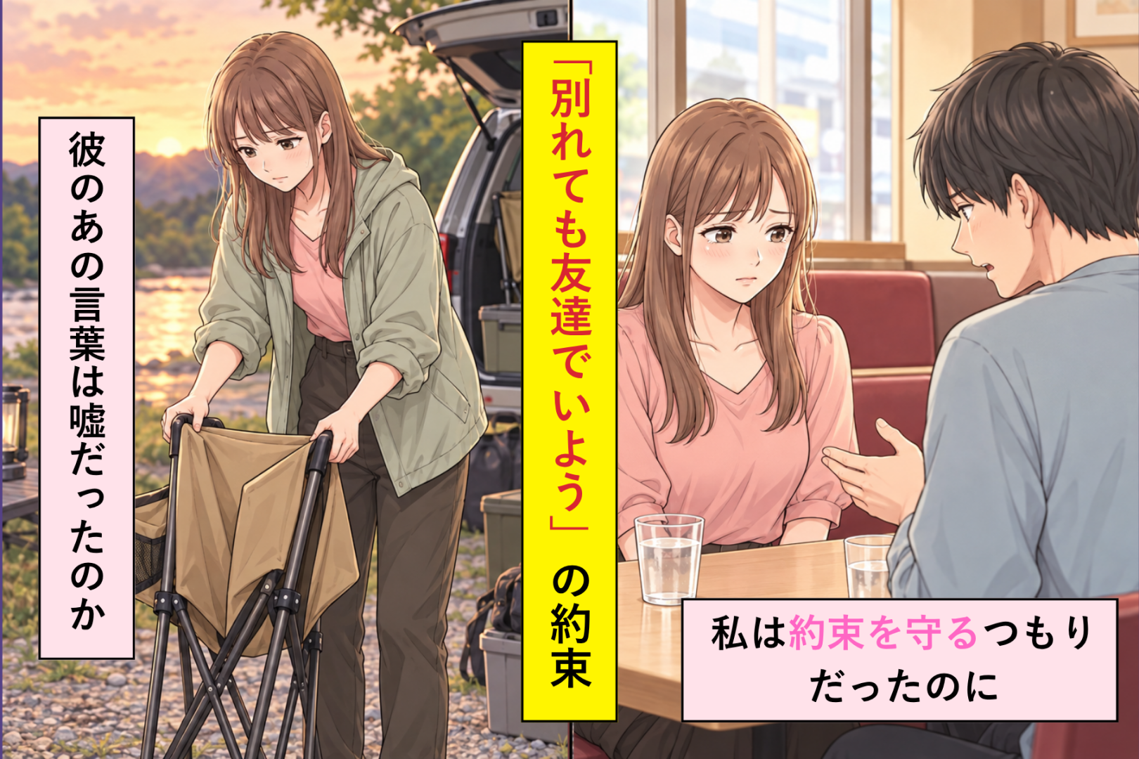 「別れても友達でいよう」と言った彼。毎年のキャンプ場で、空いた椅子を見ながら仲間が口にした一言