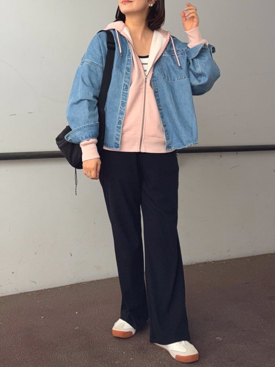 2026春大人女性おすすめデニム羽織りレイヤードコーデ