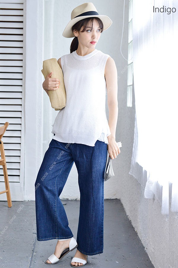 やわらかデニムガウチョパンツ「coca」9,990円（税込）