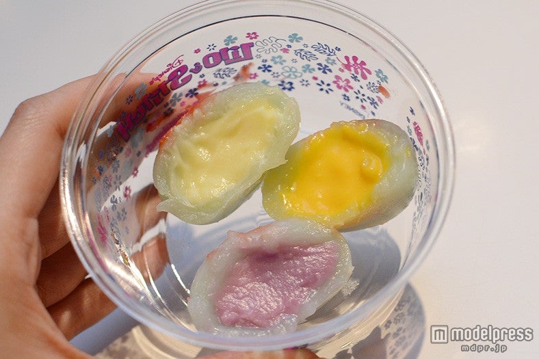 上からバナナ、マンゴー、紫イモ