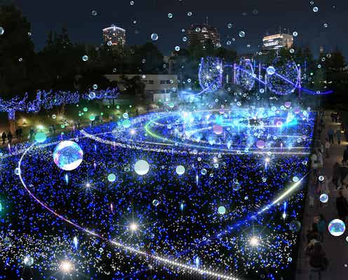 東京ミッドタウン、クリスマスイルミにしゃぼん玉×光るバルーンの幻想的な特別演出