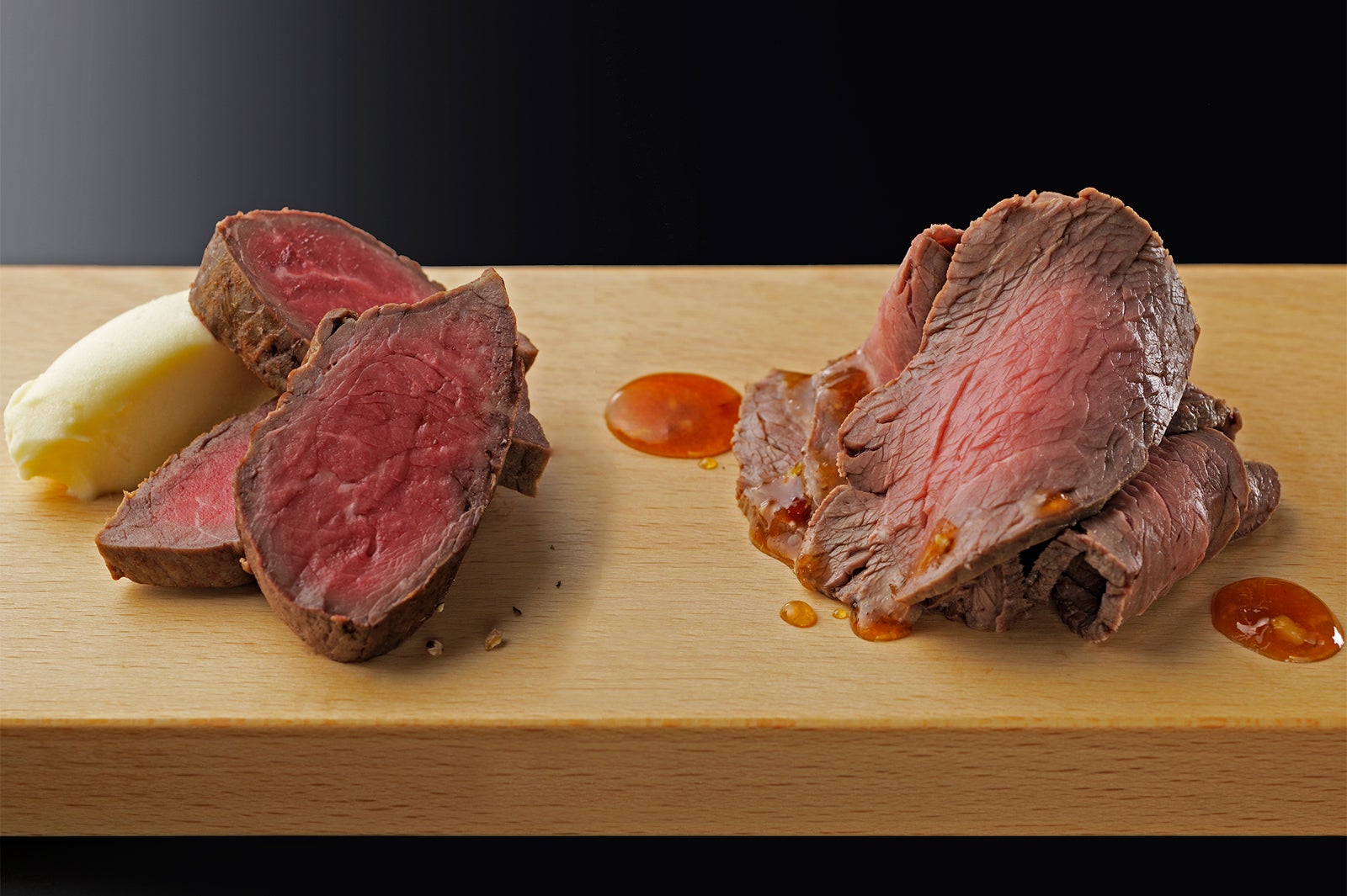 「Vivre Ensemble produi OGINO」北海道産 旭髙砂牛のステーキ＆ローストビーフ／画像提供：AATJ