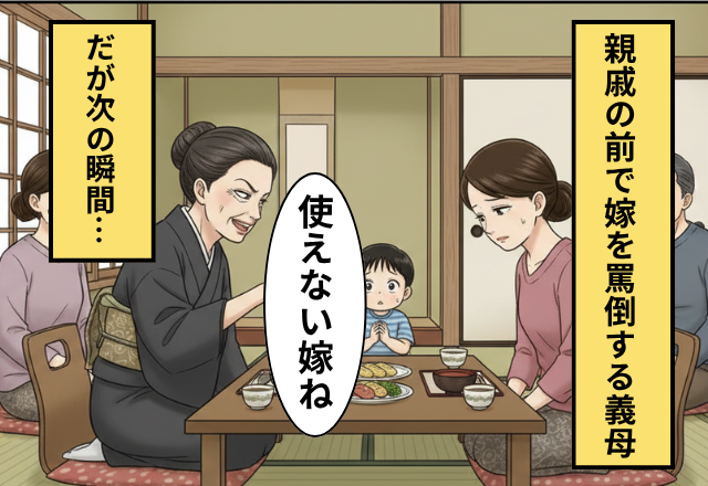 親戚の前で「使えない嫁」と罵倒する義母！だが「お義母さん…」嫁が”スマホ”を出した次の瞬間…義母「えっ」
