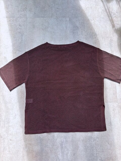 GU　メッシュニットオーバーサイズプルオーバー（5分袖）Q　DARK