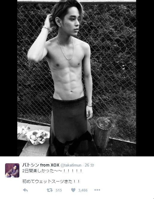 XOX・バトシン、腹筋くっきりの肉体美披露にファン熱狂「好きな体過ぎる」「泣けてきた」