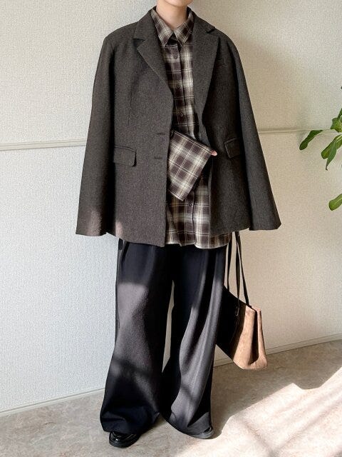 ブラウンチェックシャツNGコーデ