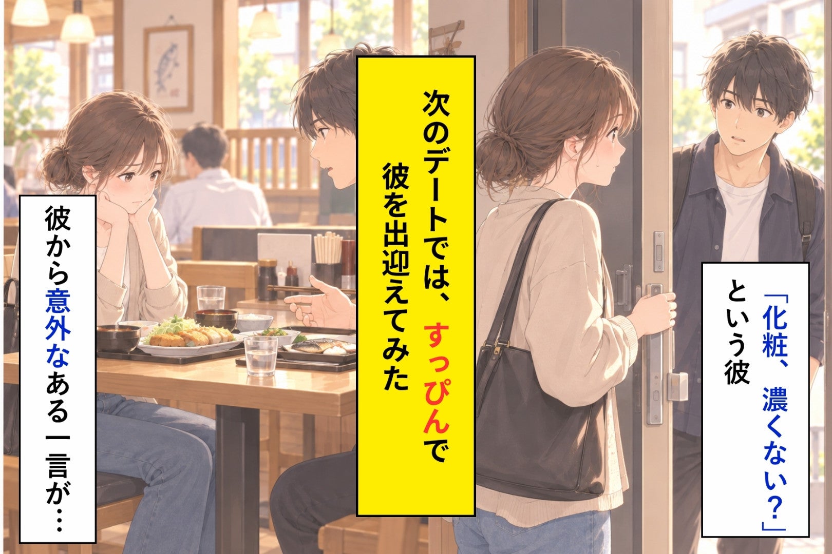 「化粧、濃くない？」と言った彼の前に、すっぴんで立ってみた私の話