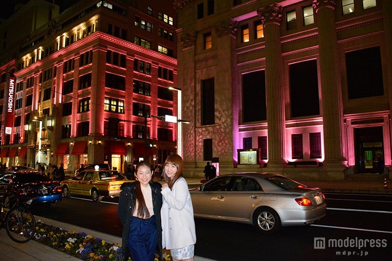 日本橋の歴史的建造物を幻想的な桜色の光で照らしだす「桜ライトアップ」