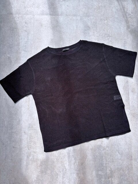 GU　メッシュニットオーバーサイズプルオーバー（5分袖）Q　BLACK