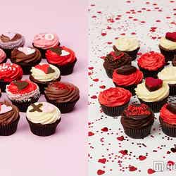 ロンドン発カップケーキのバレンタインが可愛すぎる／写真左（うちデザイン4種）各480円、写真右（うちデザイン2種）各560円