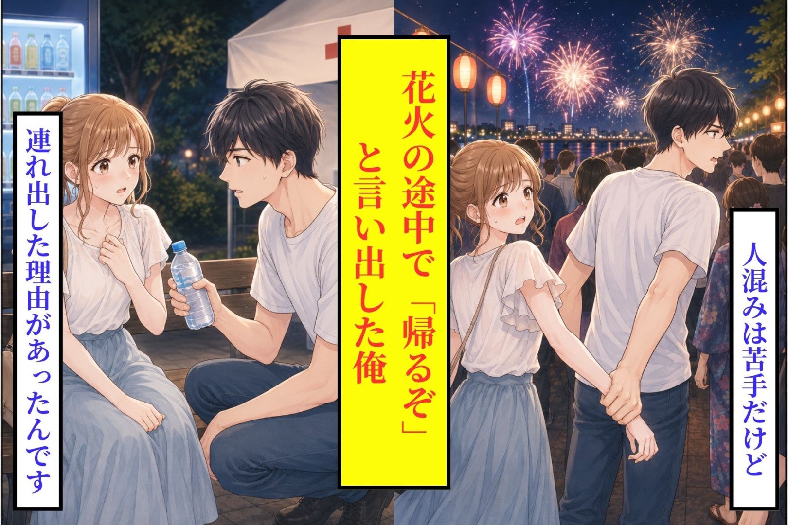 人混みで彼女の異変に気づいた俺が、何も言わずに手を引いてしまった話