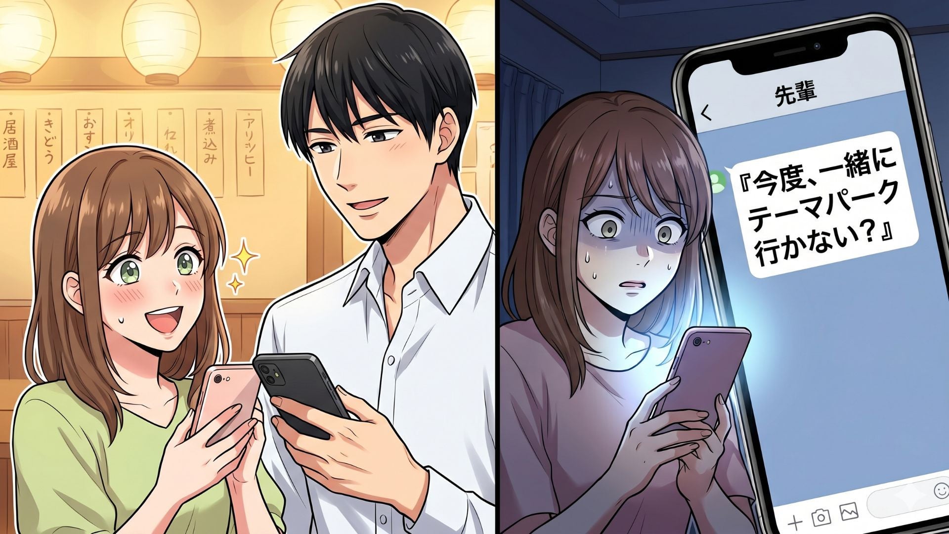 「今度、一緒に〇〇行かない？」“憧れの彼”と連絡先を交換♡ しかし、職場とのギャップに戸惑う【恐怖の行動】にパニック...！ ？