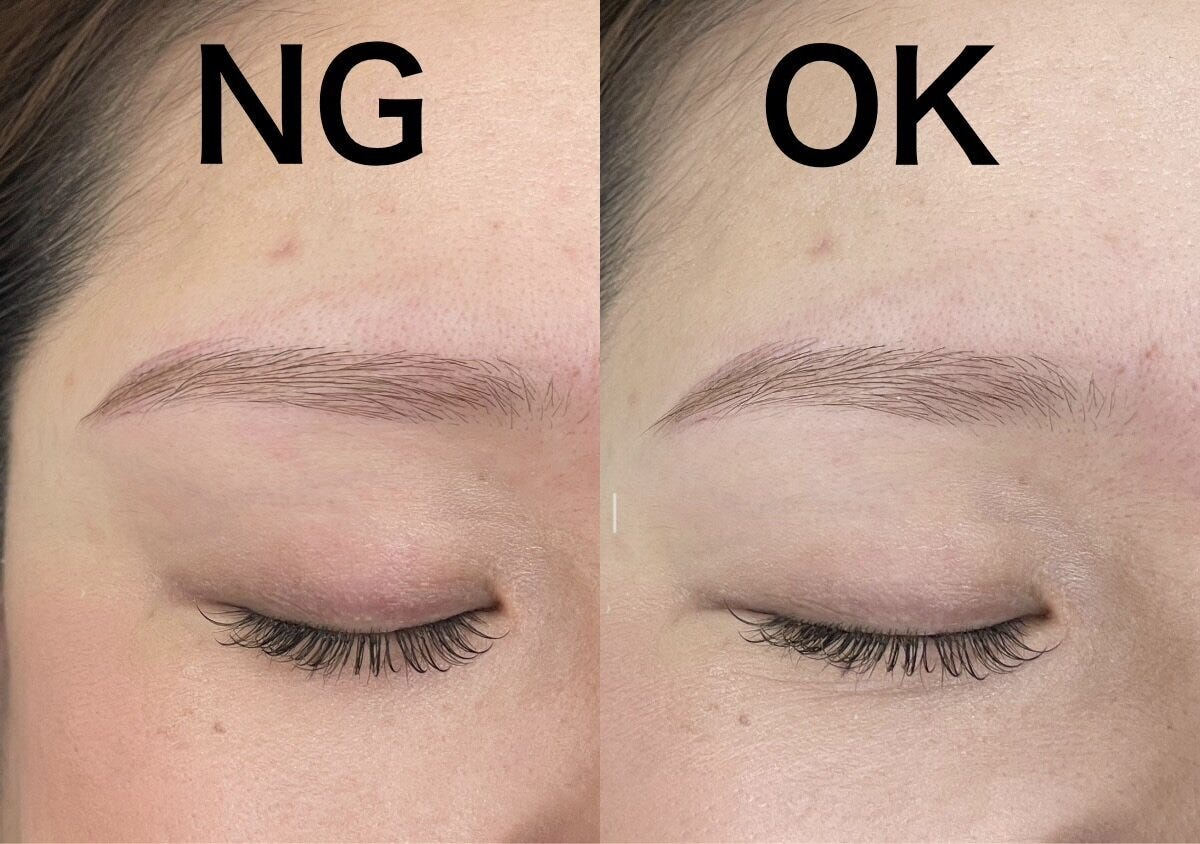 NG①眉尻を長く描きすぎている