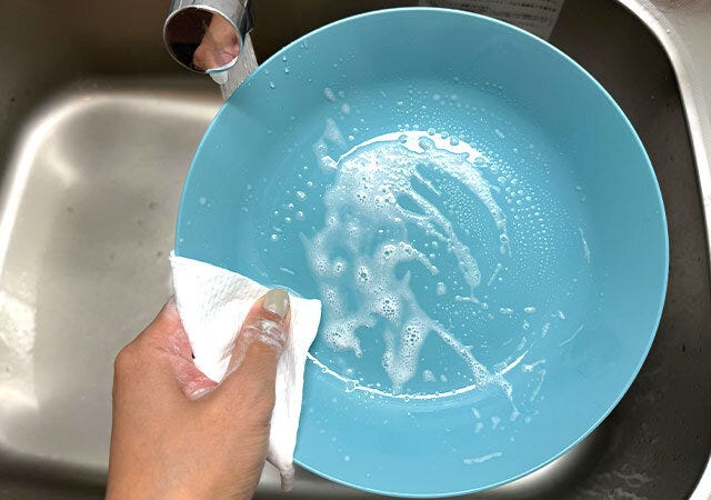 水で泡立つキッチンクロス（洗剤付、15枚）　使用例