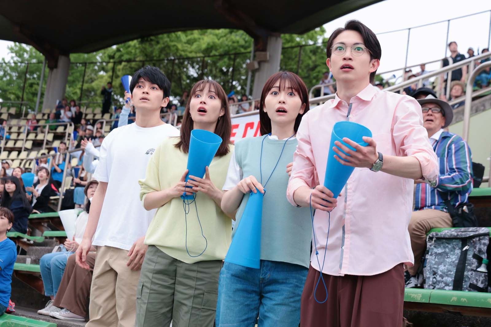 （左から）眞栄田郷敦、広瀬アリス、長濱ねる、綱啓永「366日」第6話より（C）フジテレビ