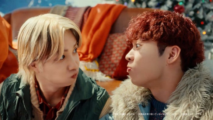 JUNON、RYUHEI/新TVCM「ファミマ×BE:FIRST クリスマスチキン」篇(提供写真)