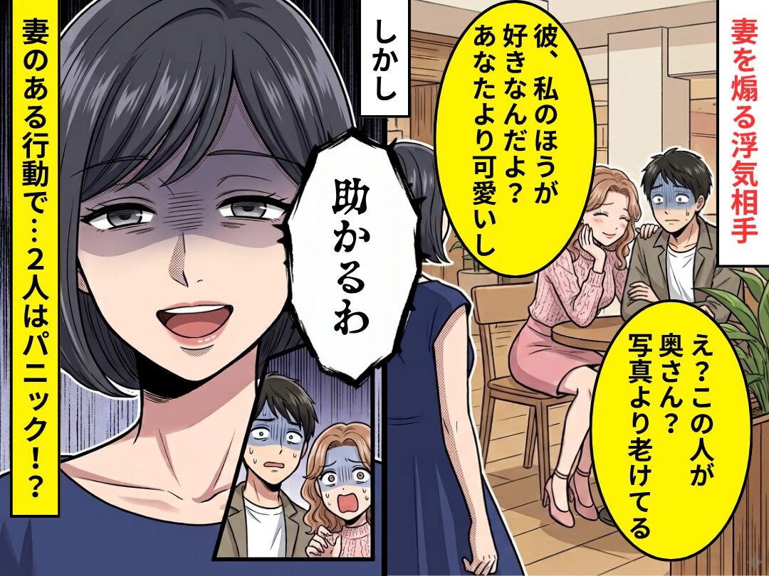 「彼、私のほうが好きなんだよ？」妻を煽る浮気相手！しかし「助かるわ」⇒妻の“ある行動”で…2人はパニック！？