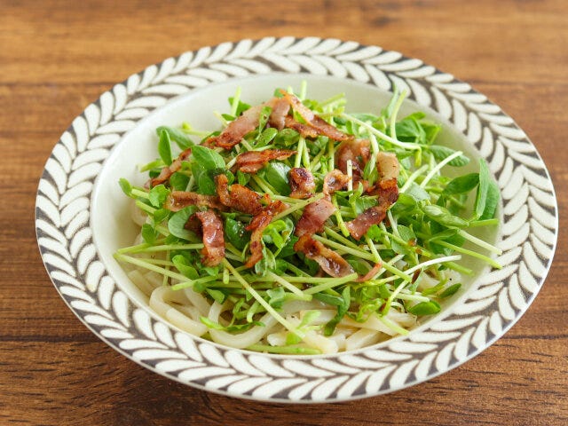 豆苗うどん　完成