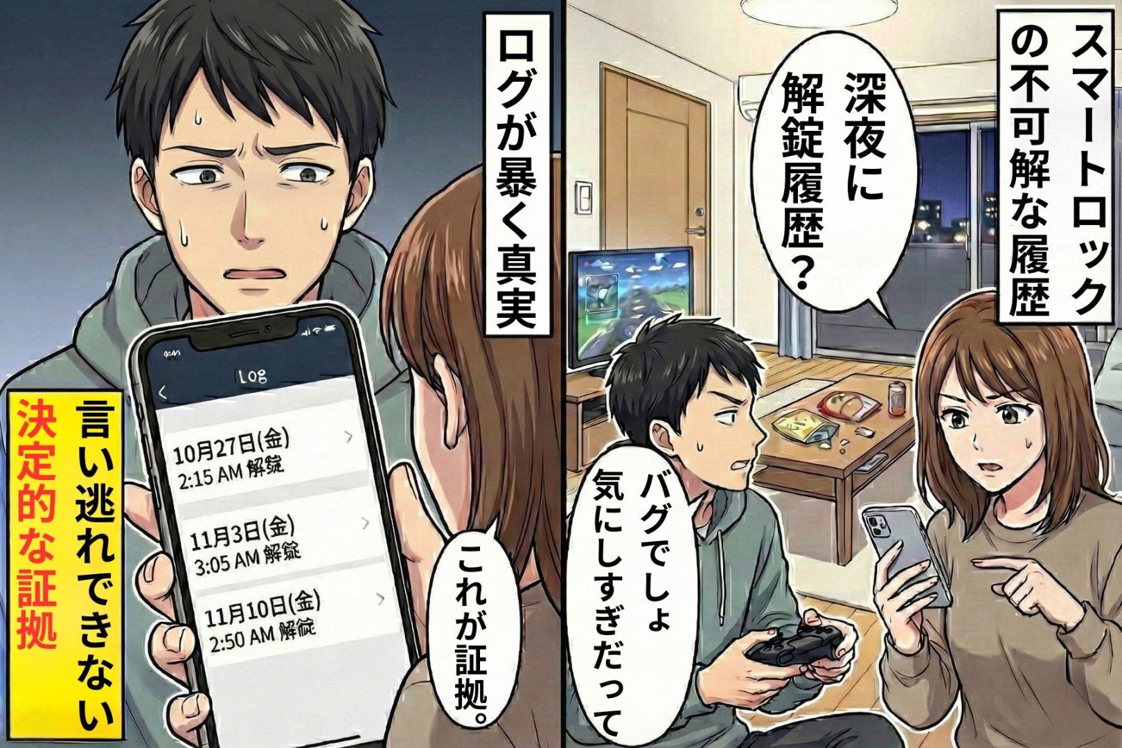 深夜の解錠履歴→彼「スマートロックのバグでしょｗ」→“決定的な証拠”を突きつけた瞬間、彼が絶望した話