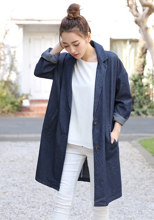 ロング丈デニムチェスターコート「LuzLlena」4,970円（税込）／画像提供：LuzLlena