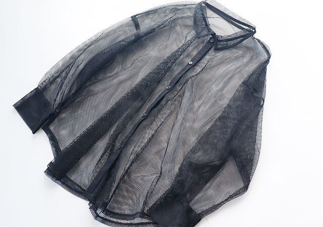 しまむら　トップス　黒　メッシュ　シャツ