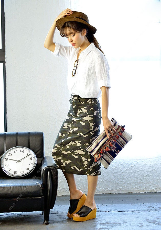 丈で選べるストレッチカモフラ柄スカートcocaオリジナル「coca」2,990円（税込）／画像提供：coca