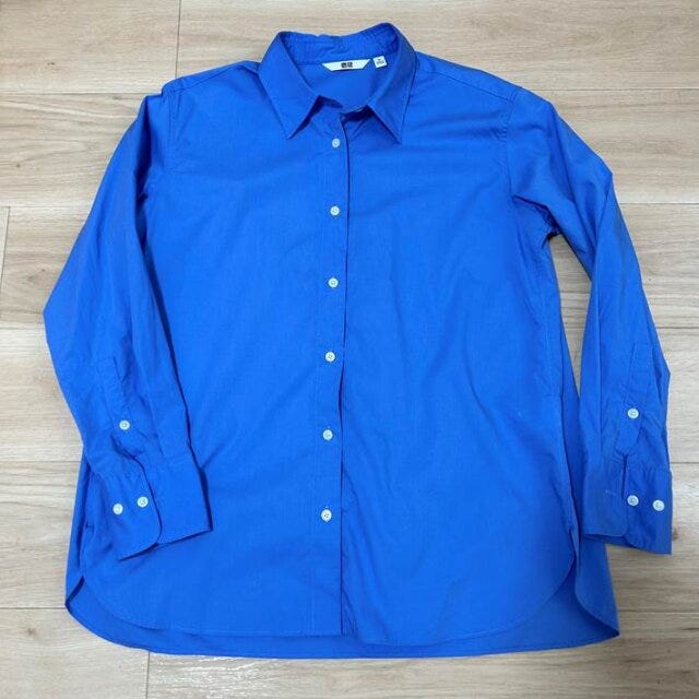 ユニクロ　コットンシャツ　ブルー