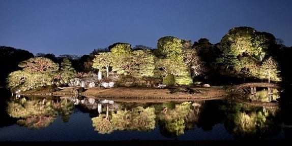 六義園で春の風物詩・夜間ライトアップ、3月22日から しだれ桜や和菓子堪能し風情ある時間を