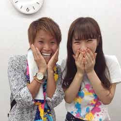 NMB48の渋谷凪咲となでしこジャパンでINAC神戸レオネッサ所属の田中明日菜（田中明日菜Twitterより）