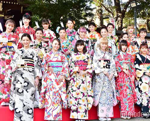 E-girls、艶やか晴れ着姿で集結 仕事&プライベートの目標は?