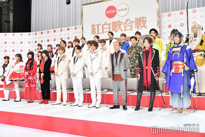 「第69回 NHK紅白歌合戦」出場歌手発表記者会見に出席した(左上から時計回りに)Aqours、純烈、DA PUMP、刀剣男士、King & Prince、YOSHIKI、あいみょん、DAOKO(C)モデルプレス