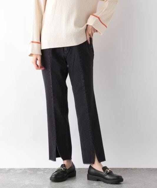 グローバルワーク　美脚パンツ　スタイルアップ　GOODデニムフロントスリット