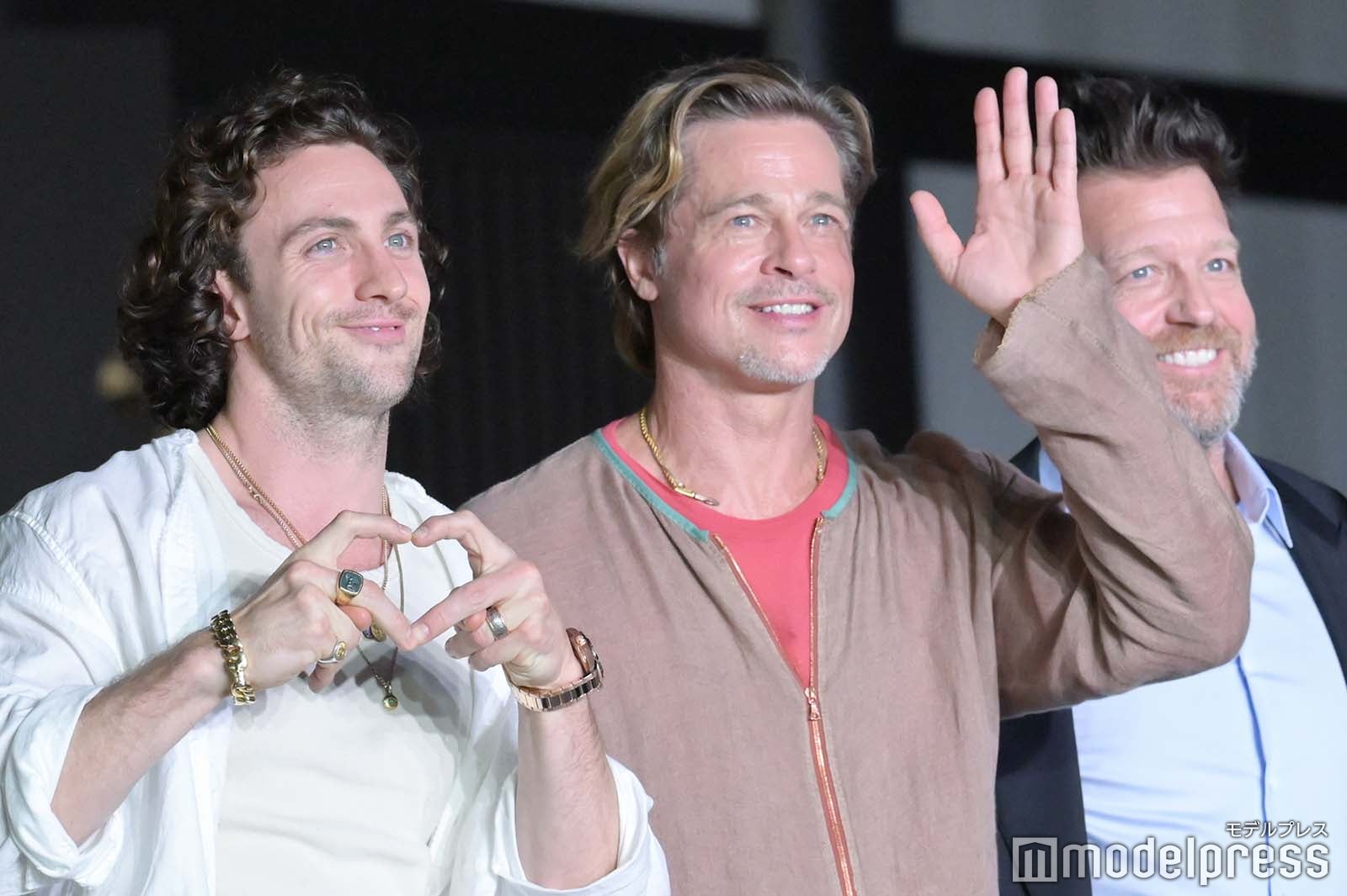 アーロン・テイラー＝ジョンソン、ブラッド・ピット、デヴィッド・リーチ監督 （C）モデルプレス