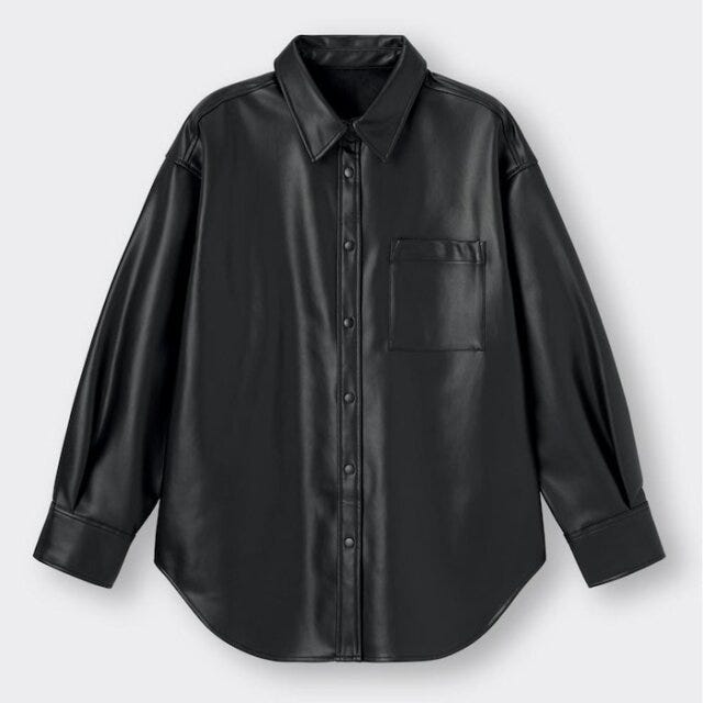 GU　新作　トップス　シャツ　レザー