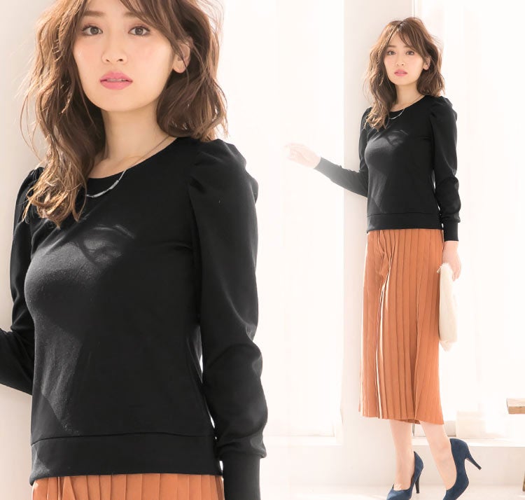 ポンチ素材パフスリーブデザイン長袖トップス「神戸レタス」1990円（税込）／画像提供：神戸レタス