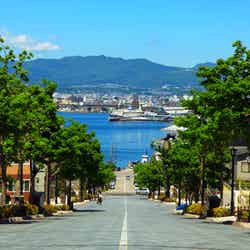 海を目前に望む八幡坂には道脇に素敵なお店がたくさん（提供画像：函館市観光部）