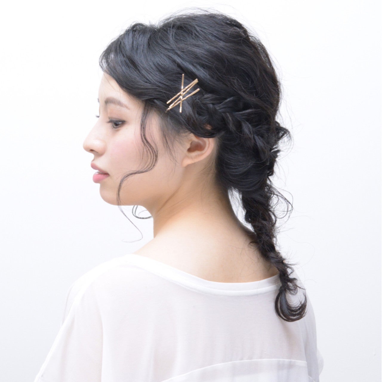 髪型 ロング 三つ編み