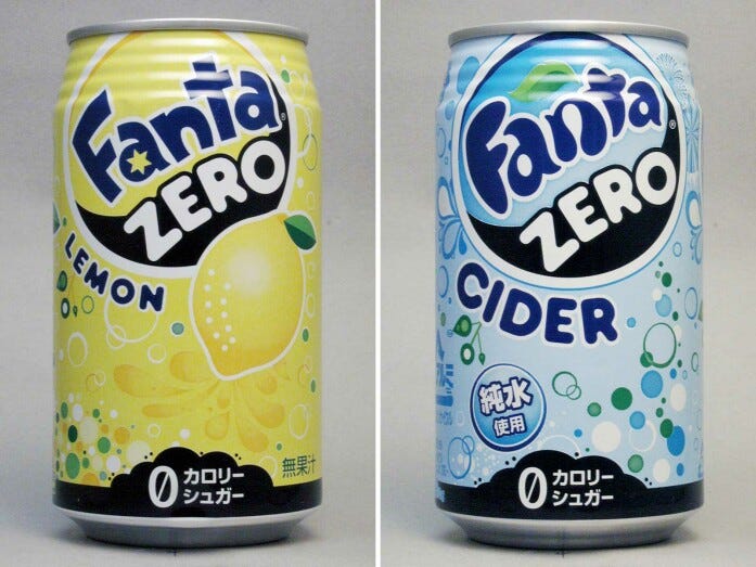 ファンタゼロレモン（2008年）、ファンタゼロサイダー（2009年）