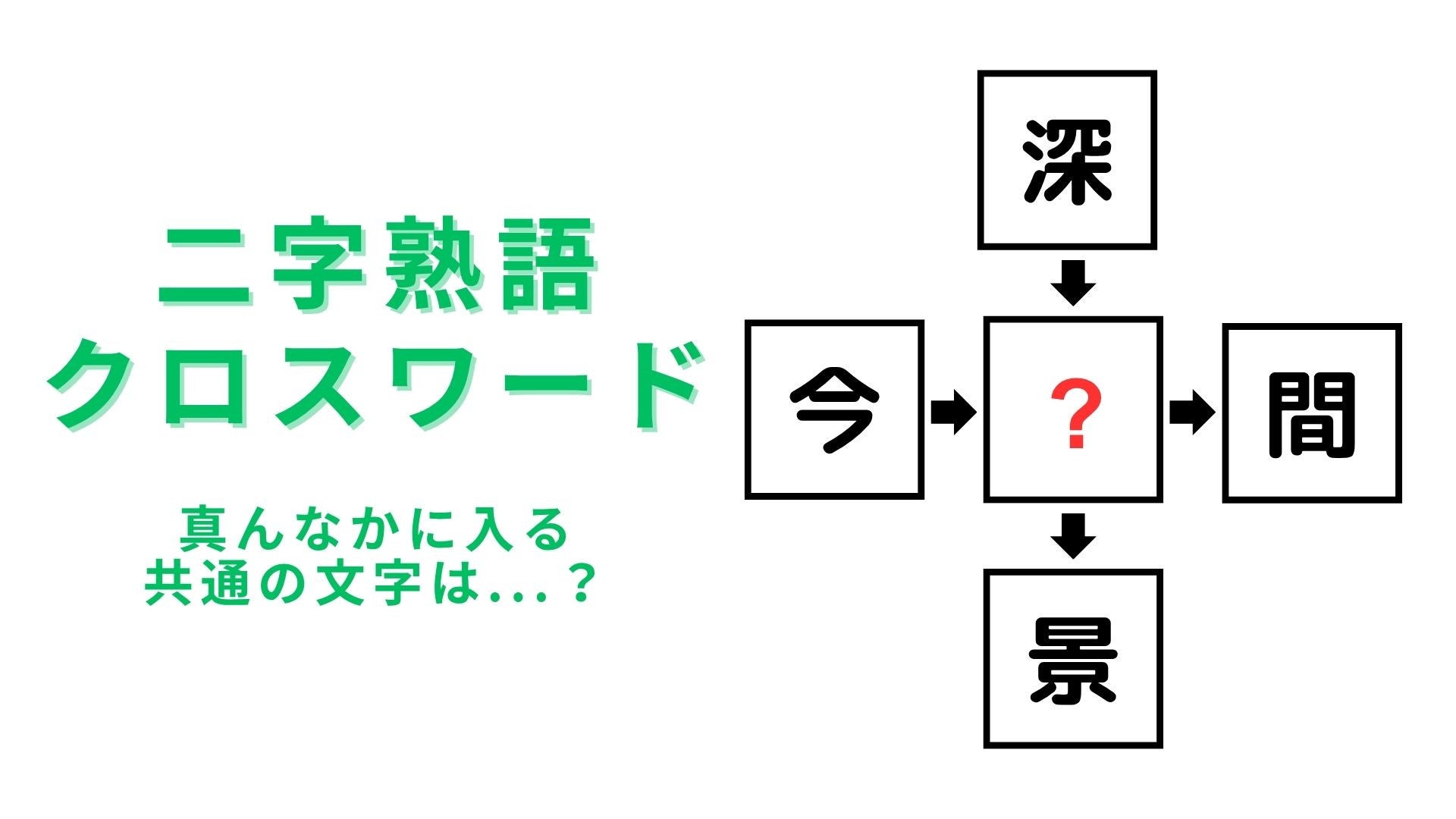 【二字熟語クロスワード】真んなかに入る漢字は？ひらめいたらスッキリの1問！